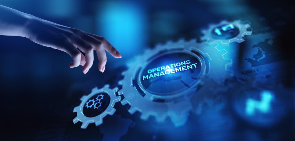 Operation management business process control optimisation industrial technology concept.