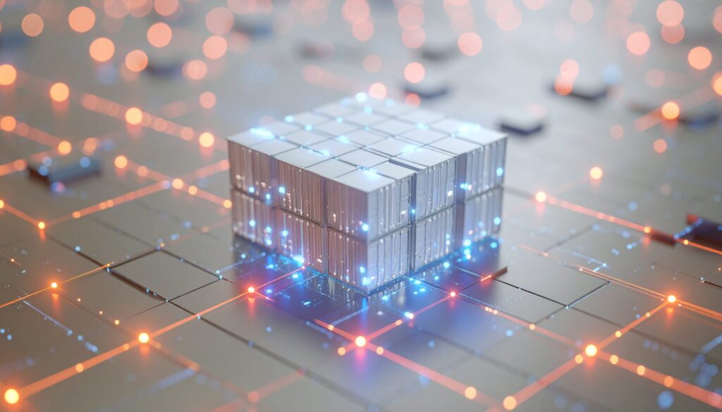 Firefly a high tech, futuristic digital environment showing a secure supply chain network pro 39103